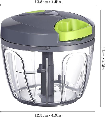 Cambom Manual Food Chopper Vegetable Cutter, Hand String Vegetable Chopper Onions Cutter for Vegetable Fruits Nuts BPA Free Food Safe Material, 650ml Gray
