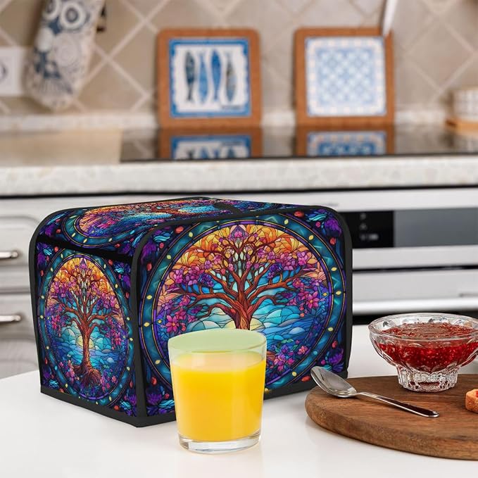 Toaster Cover 2 Slice Wide Slot Tree of LifeBread Toaster Oven Dustproof Cover Small Appliance Kitchen Covers Dust and Fingerprint Protection for Women Gift 2 Slice