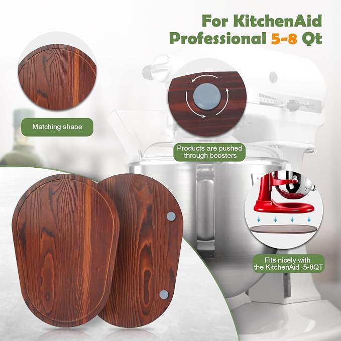 Bamboo Mixer Slider Compatible with Kitchen aid Bowl Lift 5-8 Qt Stand Mixer - Kitchen Countertop Storage Mover Sliding Caddy for Kitchen Aid 5-8 Qt Mixer (5-8 Qt - Brown)