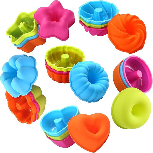 To encounter 24Pack Silicone Molds, Nonstick 2 3/4 inches Donut Mold, Silicone Baking Cups, Donut Pan, Muffin, Jello, Bagel Pan, Oven- Microwave- Dishwasher Safe