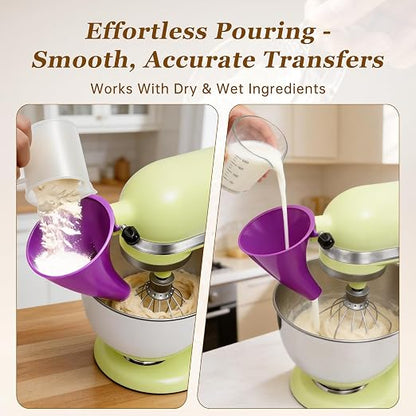 Purple Stand Mixer Accessories Compatible with KitchenAid Artisan KSM150, Food-Grade Flour Funnel for 5 Quart Tilt-Head Stand Mixer, Anti-Splash Kitchen Funnel, Easy to wash and Reuse