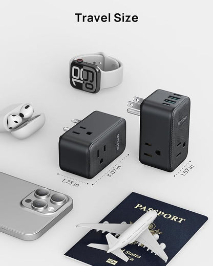 TROND 2 Pack Outlet Extender with USB, 3 Way Plug Adapter with 360 Rotating Plug, Outlet Splitter with 2 PD 20W USB C Charger, Small Charging Station for Home Dorm Room Travel Cruise Essentials