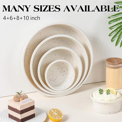 6 inch Silicone Round Cake Pans with Metal Reinforced Frame, Nonstick Small Smash Cake Molds for Baking, BPA Free Set of 3 (Cream)
