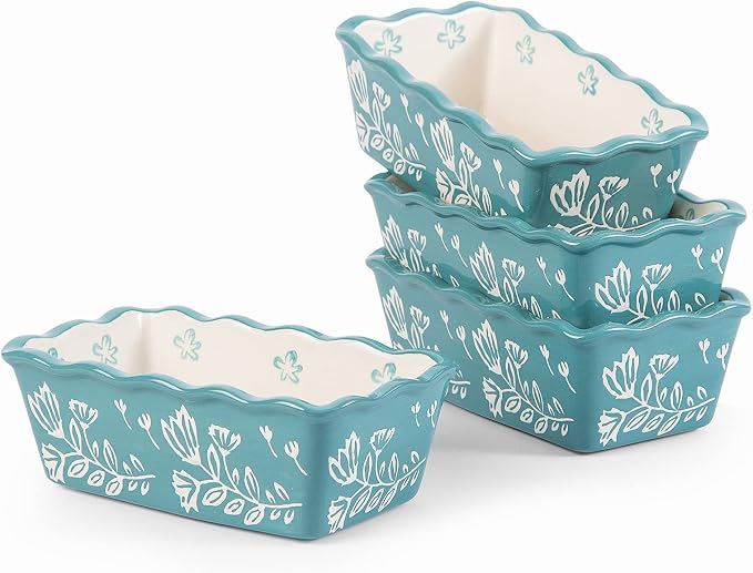 Mini Loaf Pan Bread Pan Ceramic Loaf Pans for Baking Bread Mini Bread Loaf Pans 4-Pieces Bread Baking Pan