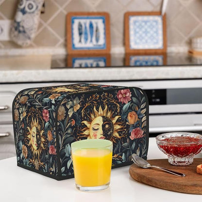 Sun Moon Toaster Cover 4 Slice Wide Slot Washable Kitchen Appliance Covers Fingerprint Bread Machine Dust Cover Small Toaster Oven Accessories Covers Bread Maker Bag Women Gift