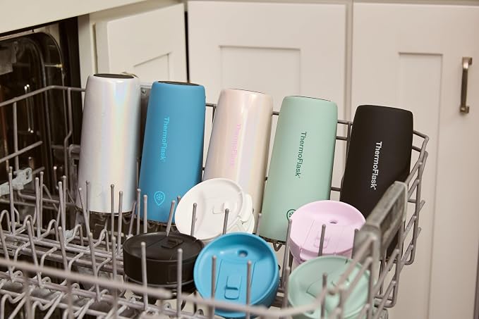 ThermoFlask Stainless Steel Travel Coffee Tumbler with Sip-N-Lok Auto-Seal Lid (16 oz, Sage Green) - Leakproof Insulated Mug for Coffee & Tea