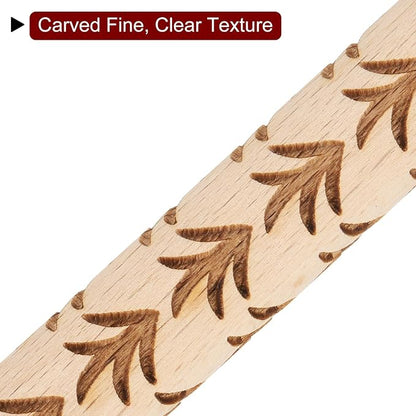 HARFINGTON Wood Clay Roller 4" Grass Pattern Rolling Pins Wood Rollers Pottery Tools Wood Grain Texture Rollers for Clay Baking Dough Playdough DIY