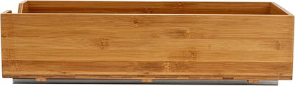Household Essentials Glidez Bamboo and Steel Pull-Out/Slide-Out Storage Organizer for Under Cabinet Use - 1-Tier Design - Fits Standard Size Cabinet or Shelf, Natural