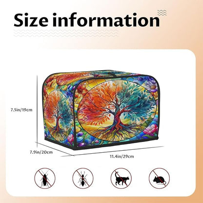 2 Slice Tree Of Life Colored Toaster Cover Waterproof Dust Fingerprint Bread Machine Cover Washable Kitchen Appliance Protector For Home Kitchen Bakeware Table Decor Women Gifts