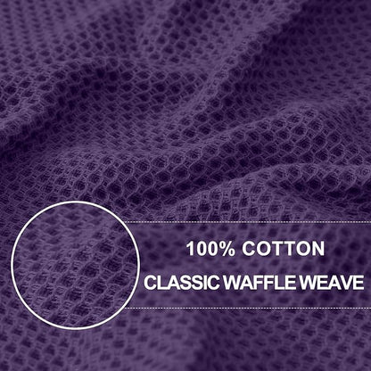 Homaxy 100% Cotton Waffle Weave Kitchen Dish Cloths, Ultra Soft Absorbent Quick Drying Dish Towels, 12 x 12 Inches, 18-Pack, Eggplant