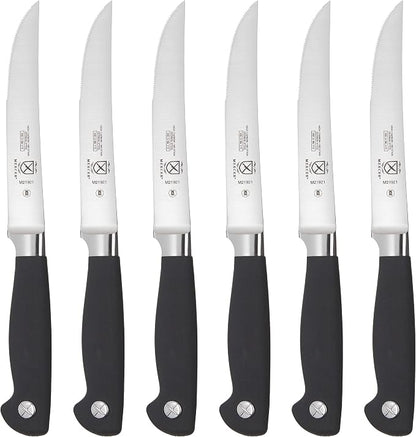 Mercer Culinary Genesis 7-Piece Forged Steak Knife Set, Steel/Black
