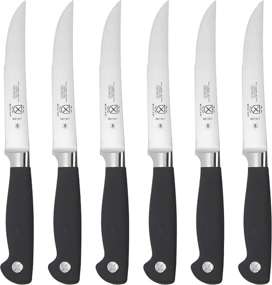 Mercer Culinary Genesis 7-Piece Forged Steak Knife Set, Steel/Black