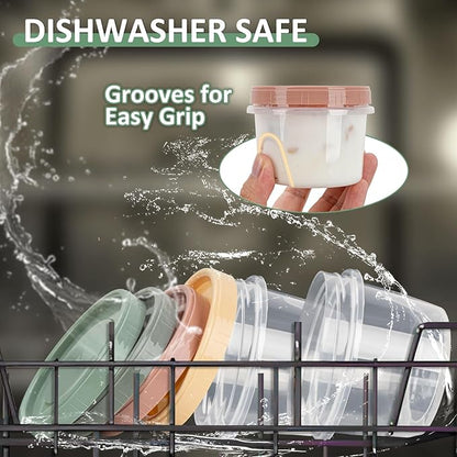 8 Oz Small Food Containers with Lids, 12 Pack, 1-Cup Reusable Snack Containers with Screw Top for Food Small Portions Meal Prep Freezer Storage, Microwave Freezer Dishwasher Safe, 4 Colors