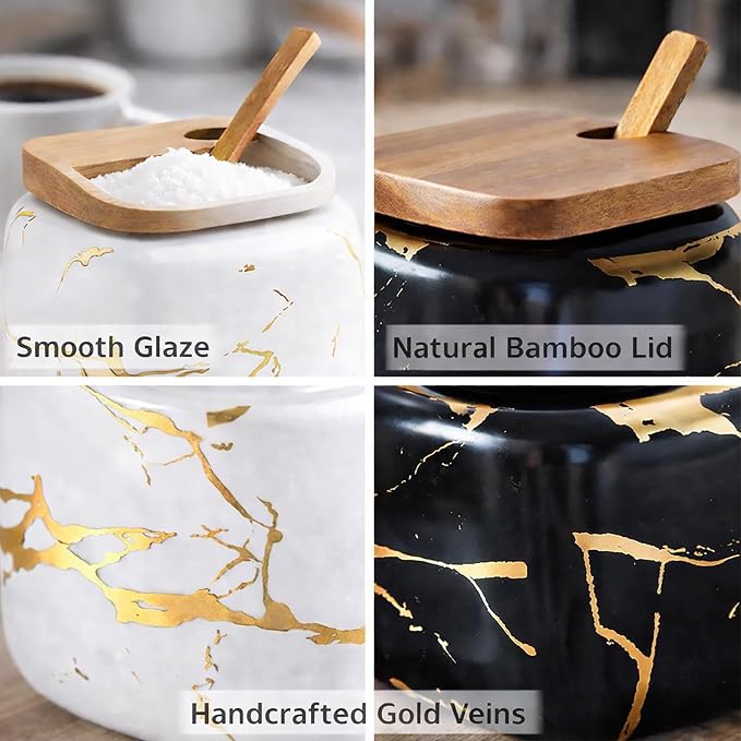 3 Pcs Sugar Bowls Ceramic Coffee Jar Set Ceramic Seasoning Jar with Lid Spoon and Tray/Food Storage Canister (Color Mixing)