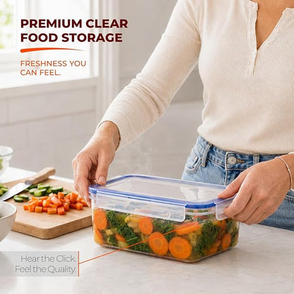Tribello 68 oz Airtight Food Storage Containers with SnapTight Lids – Clear, Stackable, BPA-Free Meal Prep Containers for Kitchen, Freezer & Pantry – 3-Pack