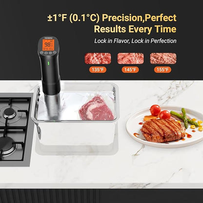 INKBIRD 2.4G Wifi Sous Vide Cooker ISV-200W, 1000W Sous Vide Machine, Remote Control Immersion Circulator with APP Recipes Timer Alarm Mobile Notification 3D Water Heating Ultra-Quiet