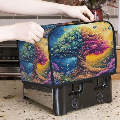 2 Slice Beautiful Tree Of Life Toaster Cover Waterproof Dust Fingerprint Bread Machine Cover Washable Kitchen Appliance Protector For Home Kitchen Bakeware Table Decor Women Gifts