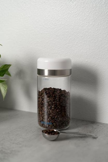 Next-Gen Smart Coffee Canister – Electric Vacuum Seal with Pressure Auto-Detection, Rechargeable Airtight Borosilicate Glass Container for Whole & Ground Beans, Ultimate Freshness Lock (10.5oz)