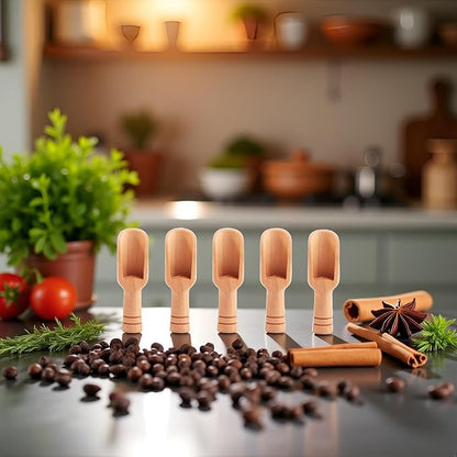 5Pcs Mini Wooden Spoon, Mini Bamboo Spoons, Bath Salt Spoon Condiment Wooden Spoon Cooking Spoons for Kitchen and Dining Spices Beans Rice Flour Sugar Tea