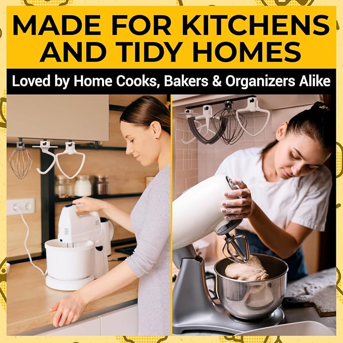 Stand Mixer Attachment Holder Compatible with All Kitchen Aid Mixer Accessories - Quick & Easy Installation Perfect for Kitchen Organization & Attachment Storage - Securely Holds 4 Mixer Attachments