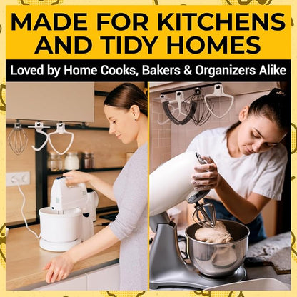 Stand Mixer Attachment Holder Compatible with All Kitchen Aid Mixer Accessories - Quick & Easy Installation Perfect for Kitchen Organization & Attachment Storage - Securely Holds 4 Mixer Attachments