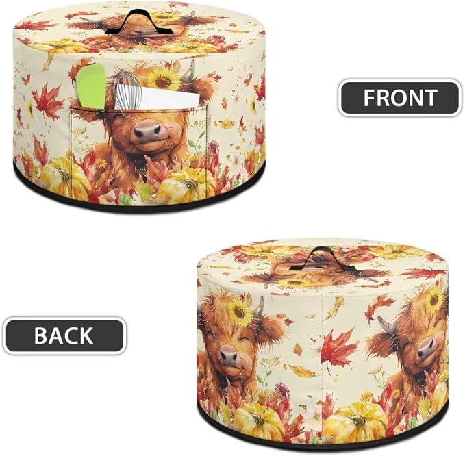 Pumpkins Highland Cow Slow Cooker Dust Cover Compatible with 6-8 qt Crock for Pot Oval Slow Cooker Cover Dustproof Kitchen Appliance Accessories Sunflowers