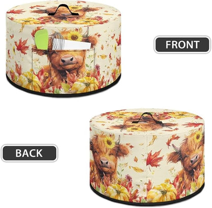 Pumpkins Highland Cow Slow Cooker Dust Cover Compatible with 6-8 qt Crock for Pot Oval Slow Cooker Cover Dustproof Kitchen Appliance Accessories Sunflowers