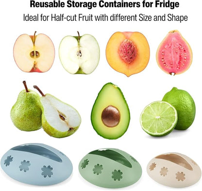 Emptycolor 3 Pack Reusable Silicone Fruit Covers – Avocado Saver, Lemon Keeper & Onion Storage Cover for Fridge | BPA-Free Silicone Food Covers Produce Saver for Fruit Storage