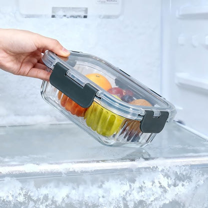 Glass Fluted Ombre grey Leak-Proof 6-Piece Set Food Storage Containers, Food Containers with Lids, Meal Prep Containers. (Rectangular)