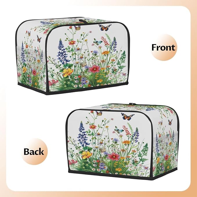 Toaster Cover 2 Slice Wide Slot Green Grass SpringBread Toaster Oven Dustproof Cover Small Appliance Kitchen Covers Dust and Fingerprint Protection for Women Gift 2 Slice