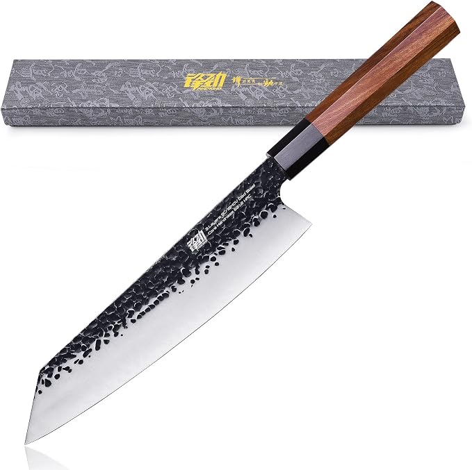 FINDKING Japanese Kiritsuke Knife, 9 Inch Gyuto Chef Knife, Kitchen Knife with High Carbon Steel Blade, Octagonal Handle, for Meat, Fish, Vegetables and Fruits, Dynasty Series