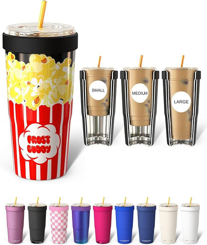 Frost Buddy Togo Buddy 30 oz Stainless Steel Vacuum Insulated Tumbler To Go Coffee Cup – Iced Coffee Cups, Iced Coffee Sleeve, Travel Mug, Thermal Cup for Hot & Cold Drinks, Dunkin Cup (Poppin' Off)