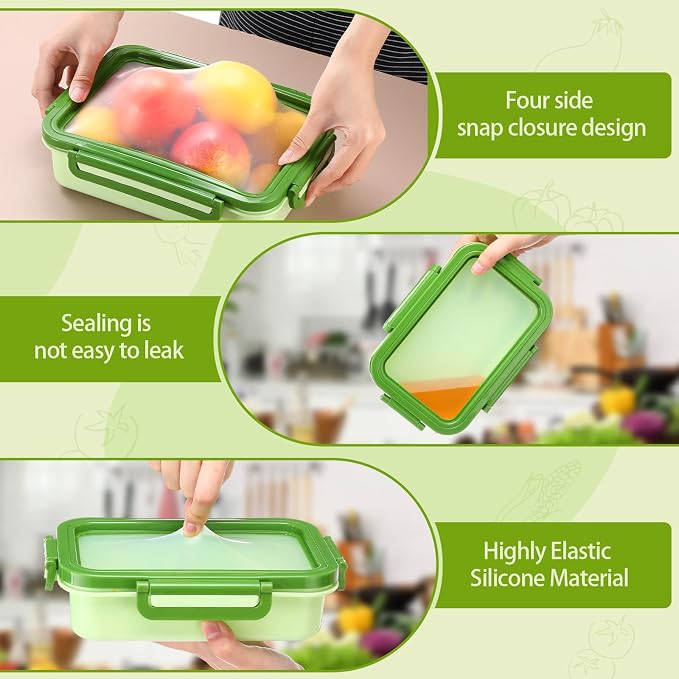 Reallnaive 4 Pcs Large Silicone Fruit Storage Box Anti-oxidation Avocado Saver Keeper Reusable Fridge Containers for Fruit Vegetable Tomatoes Garlic Lemons Potatoes Apples