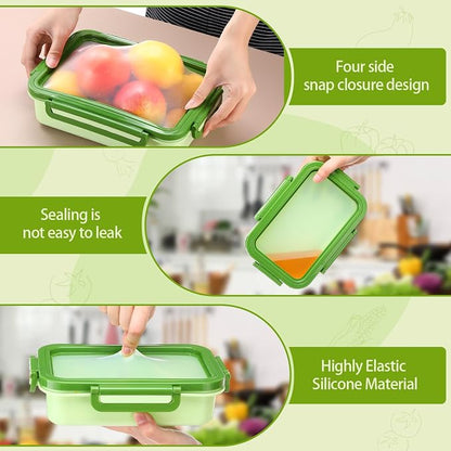 Reallnaive 4 Pcs Large Silicone Fruit Storage Box Anti-oxidation Avocado Saver Keeper Reusable Fridge Containers for Fruit Vegetable Tomatoes Garlic Lemons Potatoes Apples