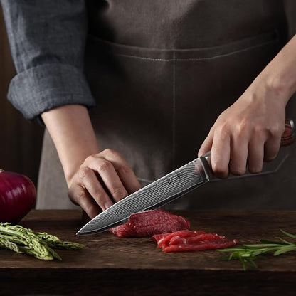 Wakoli EDIB 4-Piece Damascus Knife Block Set – Professional Kitchen Knives with Magnetic Acacia Block, 67-Layer Damascus Steel Blades and Ergonomic Pakkawood Handles – Premium Knife Set with Block