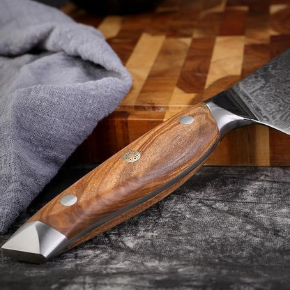 XITUO 8-Inch Damascus Steel Chef Knife, Olive Wood Handle – Japanese-Inspired Kitchen Knife for Chopping, Mincing & Slicing Meat, Poultry & Vegetables, Gift for Pro & Home Cooks