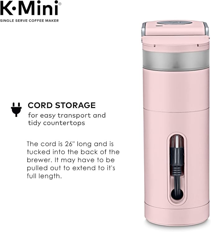 Keurig K-Mini Single Serve K-Cup Pod Coffee Maker, 6 to 12oz Brew size, with Cord Storage, Perfect for Small Spaces, Dusty Rose