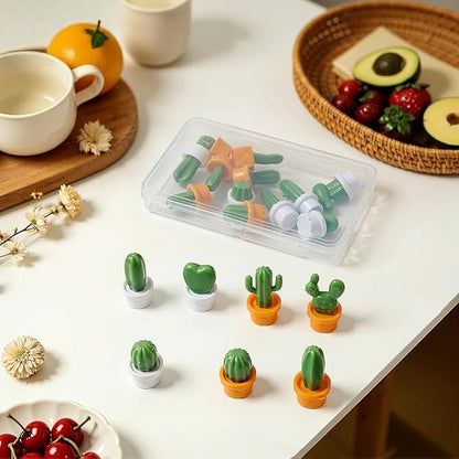 Renmxj 12 Pcs Refrigerator Magnets - Cute Mini 3D Cactus Fridge Magnets, Funny Lifelike Succulent Plant Magnets for Kitchen, Office, Locker, Whiteboard Decor (Yellow and White)