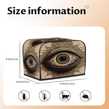Evil Eye Funny Brown Toaster Cover 4 Slice Wide Slot Washable Kitchen Appliance Covers Fingerprint Bread Machine Dust Cover Small Toaster Oven Accessories Covers Bread Maker Bag Women Gift