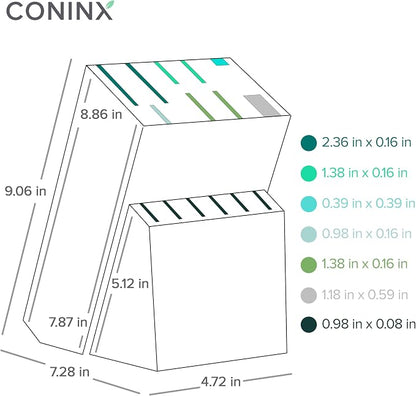 Coninx Rubber Wood Kitchen Knife Block, 15 Slots Holder, Professional Quality Organizer, Secure Stand, Keep Knives Neat & Sharp, Solution for full Drawers, Display Stand for Storage