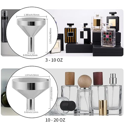 Small Metal Funnels Mini Funnel 8 Size Tiny Bottle Funnel, Miniature Atomizers, Flask, Perfume, Essential Oil, Powder, Micro Pet Capsule, Spice Jar