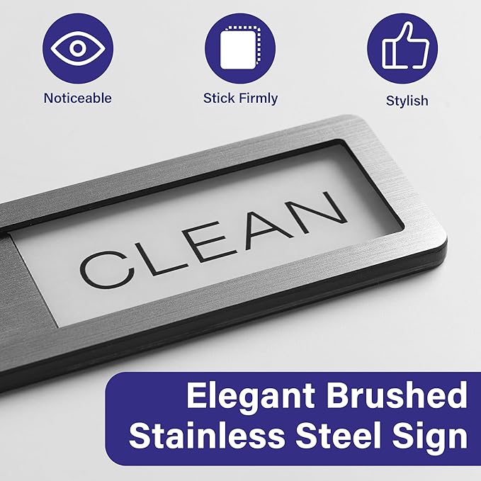 Dishwasher Clean Dirty Sign-Stainless Steel Clean Dirty Magnet for Dishwasher,Dishwasher Slider Easy To Indicator - Kitchen Gadgets