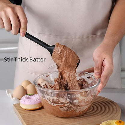 Silicone Cooking Spoon Set, High Heat Resistant Stiff Mixing Spoon, Extra Long Large Kitchen Utensil for Stirring, Mixing and Serving, 13.6 Inches