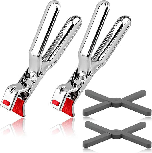 2PCS Hot Plate Gripper Clips, Bowl Holder Tongs, Anti-Scald Multi-Purpose Kitchen Tool for Microwave, Oven, Steamer, Air Fryer, Steamer, Pots
