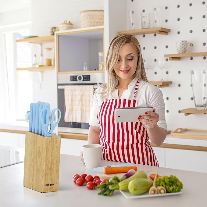 8 Piece Kitchen Knife Block Set with Sharpener,Dishwasher Safe,German Stainless Steel Knife Block Set