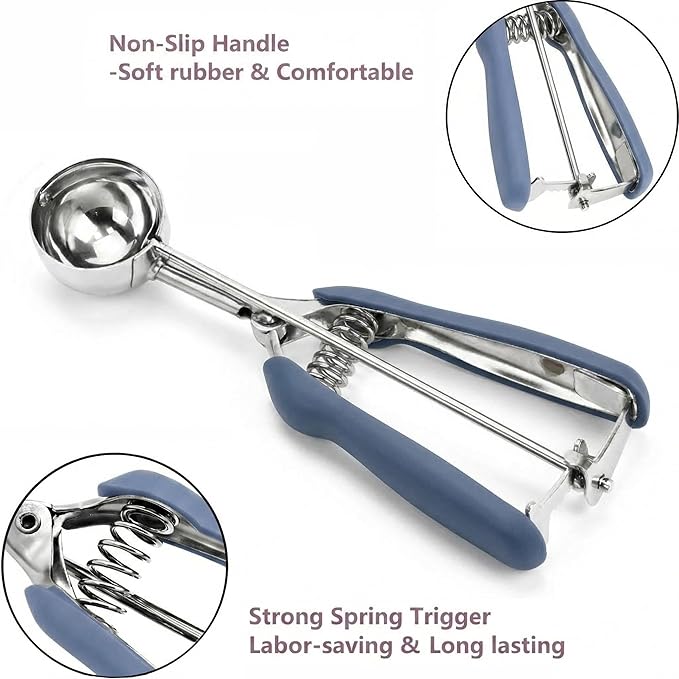 Cookie Scoop, 18/8 Stainless Steel Cookie Scooper, Cookie Scoops for Baking, 1 Tbsp/ 15 ml / 0.5 oz Cookie Dough Scoop, Cookie Scooper for Baking (#60 Midnight Blue)