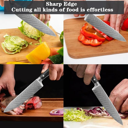 Chef Knife,Super Sharp Professional Kitchen Knife,Ultimate 8 Inch Chef's Knife with Ergonomic Handle, Gift Box for Family & Restaurant (black)