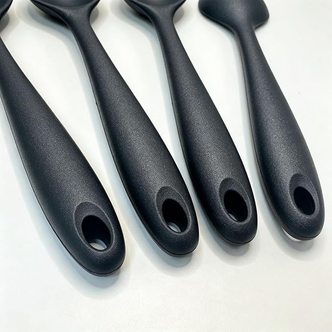 4 Pcs 10.8 Inch Large Silicone Spoons for cooking,Contain 2 Pcs Slotted Spoons Heat Resistant Spoons, Mixing Spoons for Kitchen Cooking Baking Stirring Mixing Tools