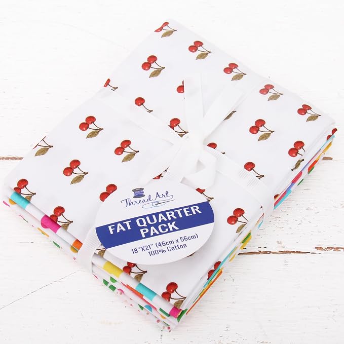 Threadart Exclusive 5 Fat Quarter Bundles - Confetti Brights Collection 100% Cotton Fabric - Premium 100% Cotton Quilting Fabric - No Duplicates - Full Size Fat Quarters 18"x21" - Confetti Brights
