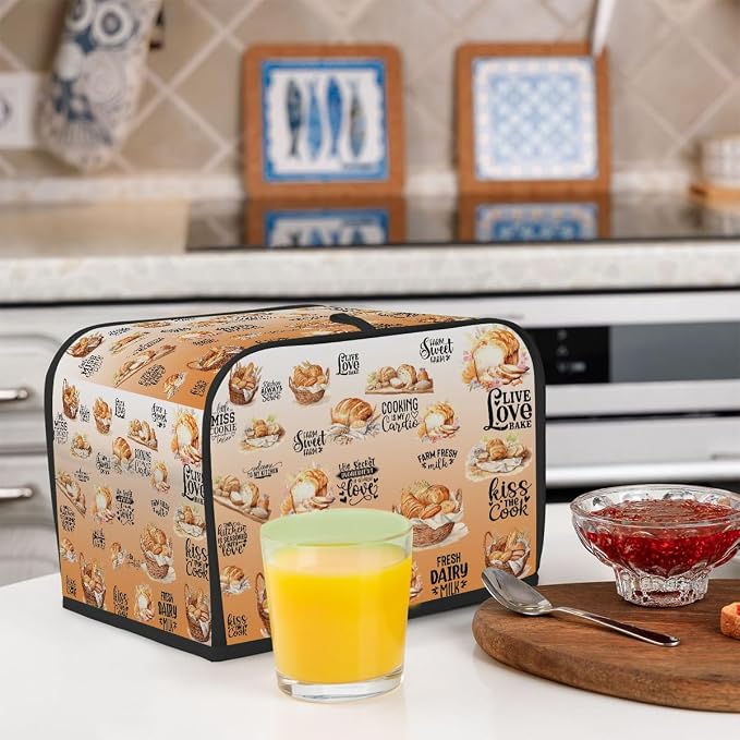Toaster Cover 2 Slice Wide Slot Bread OrangeBread Toaster Oven Dustproof Cover Small Appliance Kitchen Covers Dust and Fingerprint Protection for Women Gift 2 Slice